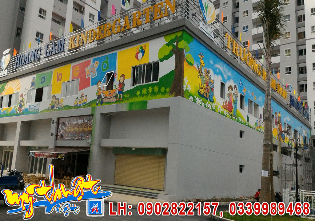Vẽ tranh tường Trường Mầm Non Hoàng Lam, Q. Bình Chánh