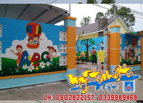 Vẽ tranh tường Trường Mầm Non TP Sóc Trăng, Vĩnh Long.